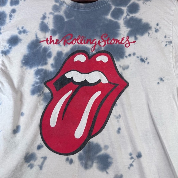 The Rolling Stones Graphic Band T-Shirt - Blue & White Tie-Dye Medium - Picture 7 of 7